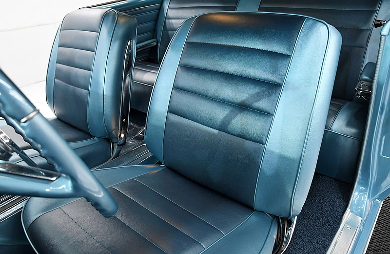 all vinyl two-tone bucket seats of a 1965 Chevy Chevelle SS