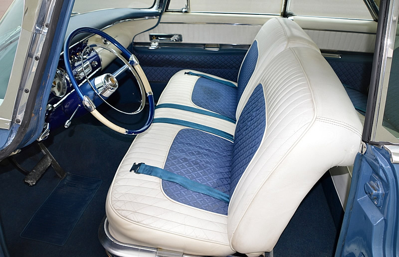 1955 Imperial interior showing seating and dash