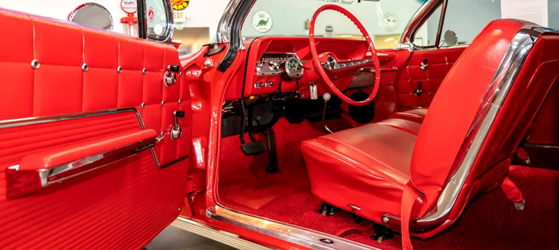 cloth and vinyl interior of the 1962 Chevy Impala