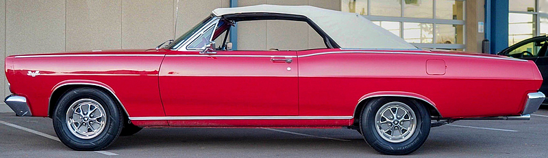 side view of the 66 Comet Caliente with the convertible top up