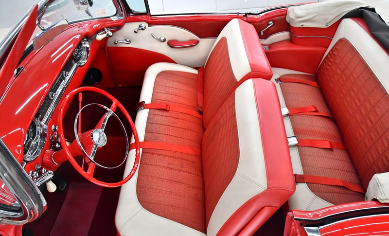 top down view of the interior of a 56 Oldsmobile Super 88 Convertible