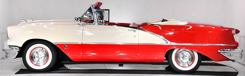 side view of a 56 Oldsmobile convertible