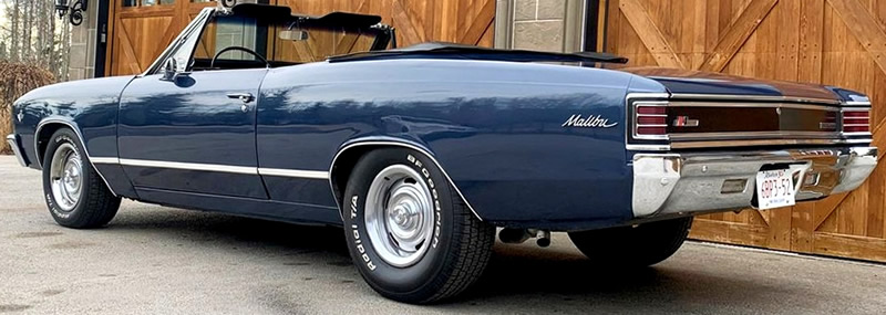Rear view of a 1967 Chevy Chevelle Malibu convertible