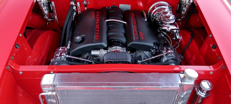 Corvette LS2 engine inside a 57 CHevy Nomad