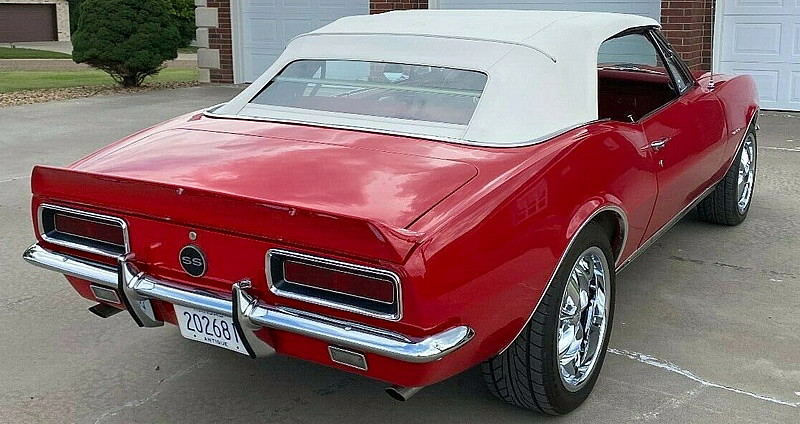 Rear view of a 1967 Chevy Camaro Convertible with SS / RS options
