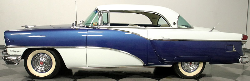 side view of a 1955 Packard Clipper Super Panama Coupe showing the 2-tone paint scheme