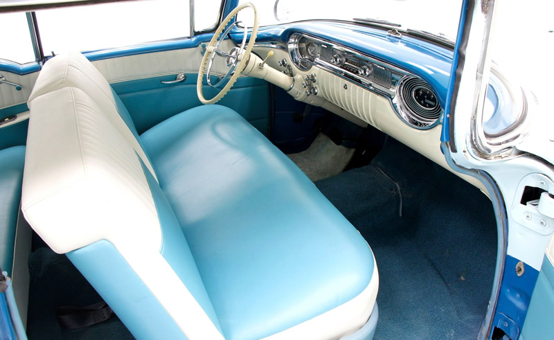 Interior of a 1956 Oldsmobile 88 coupe