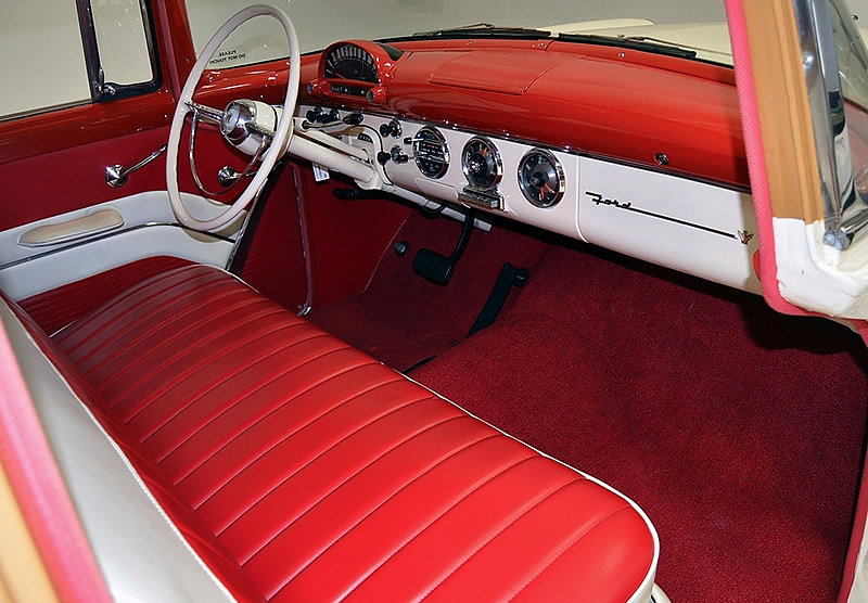 Interior / dash of a 1955 Ford Country Squire station wagon