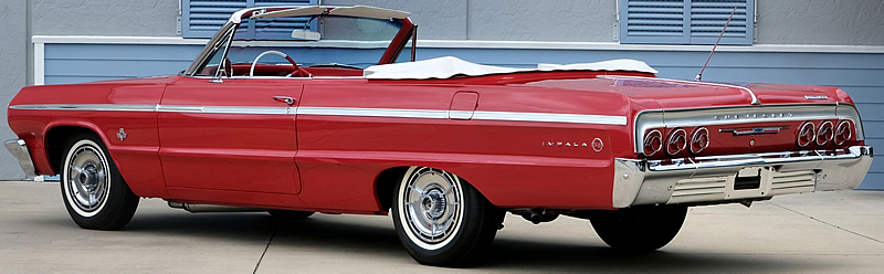the distinctive rear of a 64 Chevy Impala 
