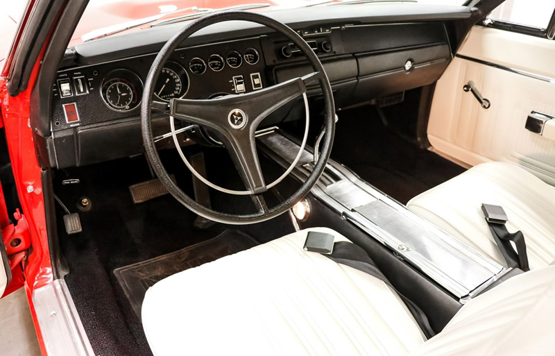 bucket seat interior of a 1970 Dodge Super Bee