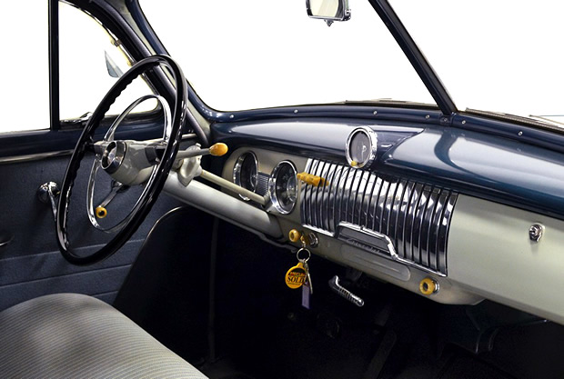 Super-clean dash / instrument panel of a 52 Chevy