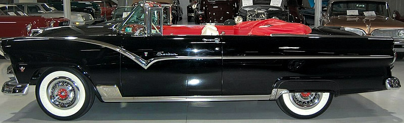 Side view of a 55 Ford Fairlane Sunliner Convertible