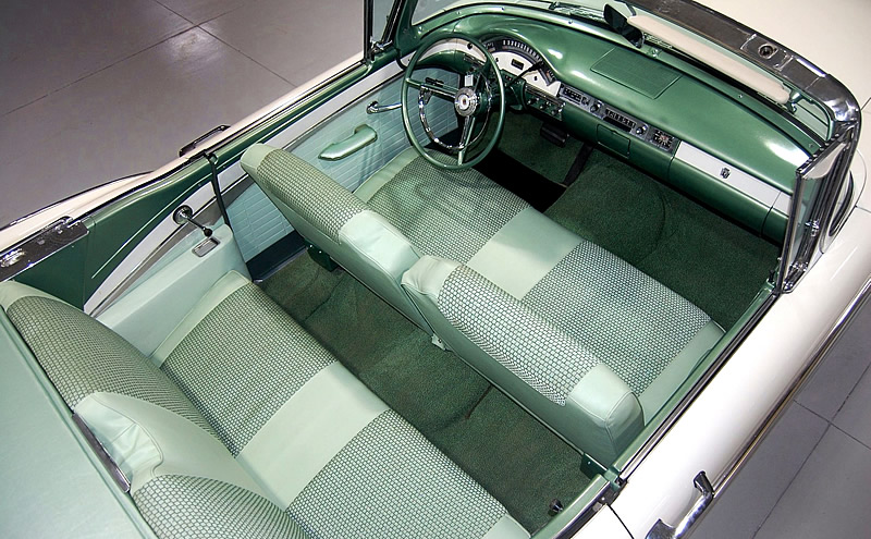 Green Vinyl with Airweave Fabric inserts in a 1957 FOrd Skyliner