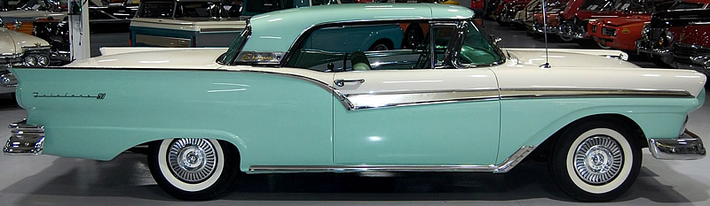 side view of a 1957 Ford Skyliner retractable hardtop with the top up