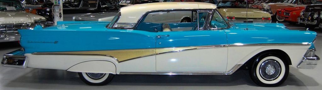 1958 Ford Fairlane 500 Skyliner Side View with the roof up