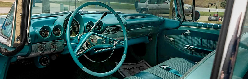 instrument panel inside a 1960 Chevy Impala