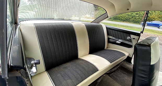 two-tone vinyl interior of a 61 Ford Starliner
