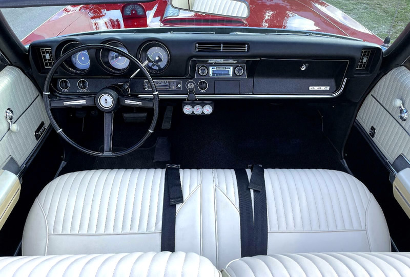 inside a 68 442 convertible with rare bench seats