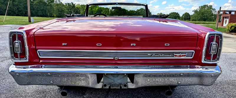 Rear view of a 66 Ford Fairlane Convertible