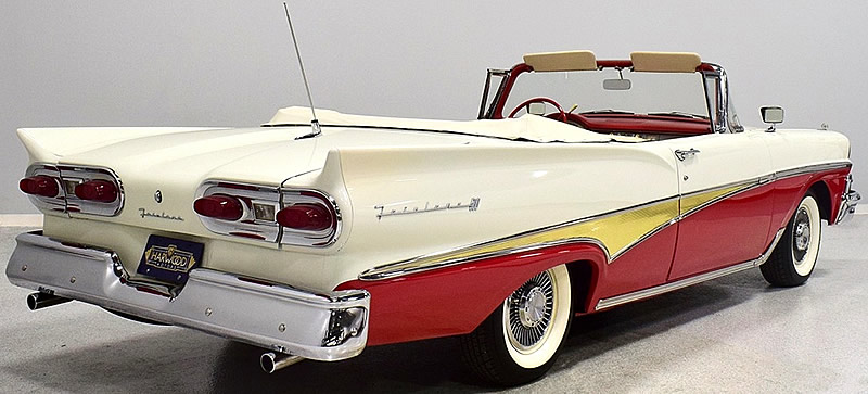 Rear view showing the taillights of a 1958 Ford Sunliner